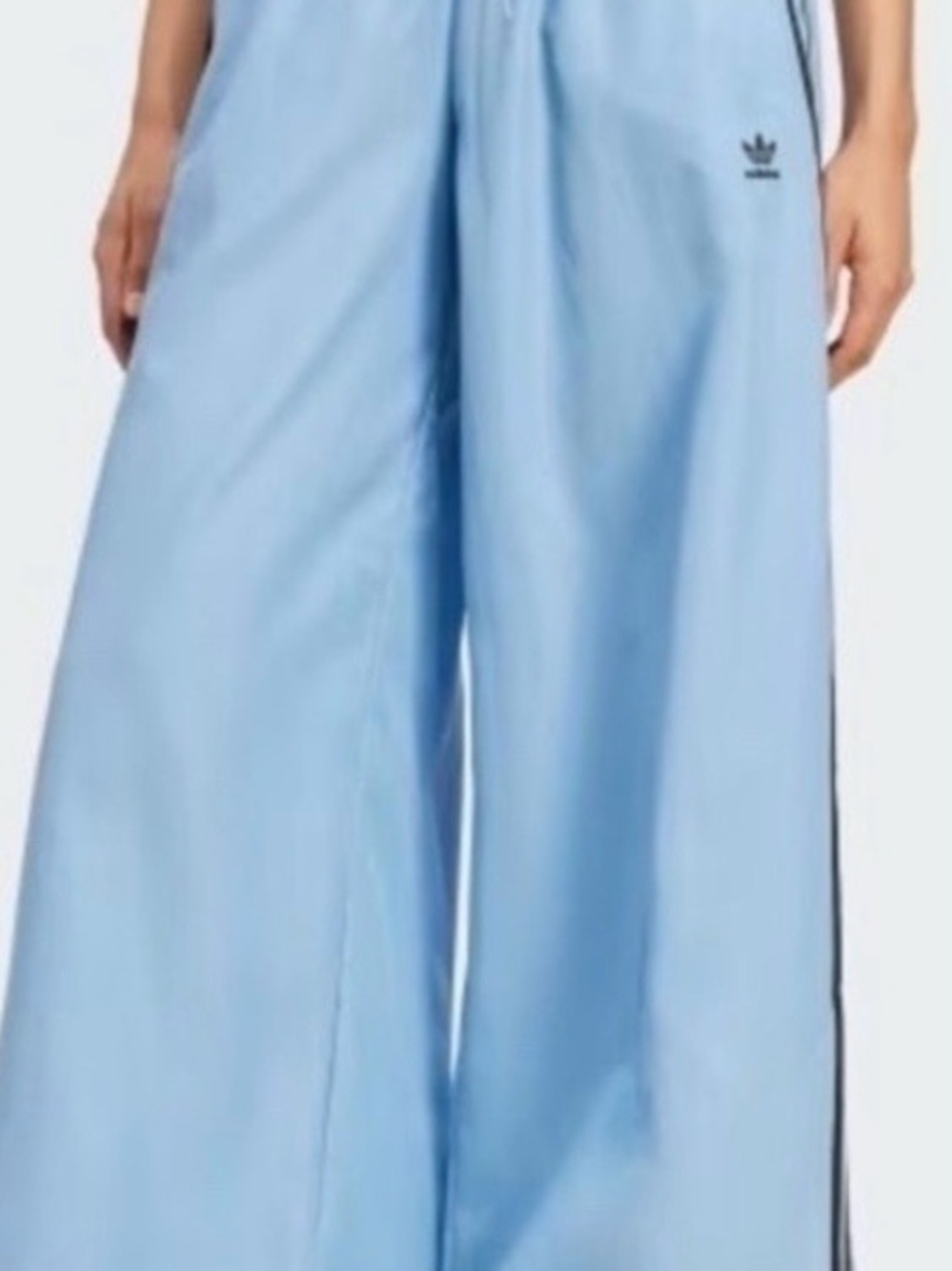 adidas Light Blue Wide-Leg Track Pants with Trefoil - Picture 2 of 9
